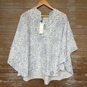 Hackwith Design House NWT Oversized Cotton Poncho Laggen Look Womens OS